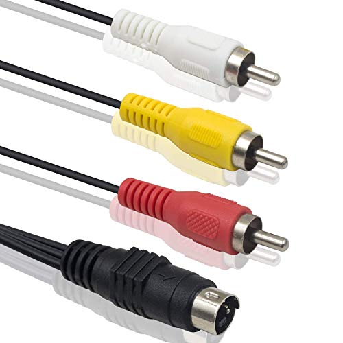 Duttek Cavo Audio Mini Din S Vedio A 4 Pin Maschio A Maschio 3 Rca Per Dvd, Tv, Vcr (5 Piedi/1,5 M, Colore: Nero