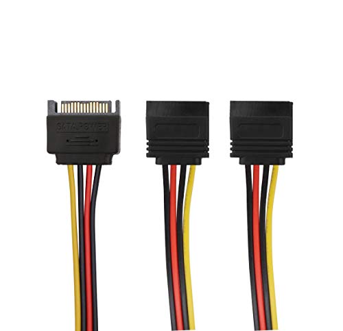 Sata Da 15 Pin Maschio A 2 X 15 Pin Femmina Sata 15 Pin Da 1 A 2 Adattatore Di Prolunga Cavo Splitter Per Y -7 Pollici, (2 Pezzi Dritto)