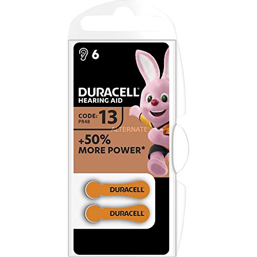 Duracell 13 Batterie Per Apparecchi Acustici Con Easy Tab, 6 Batterie, Arancio