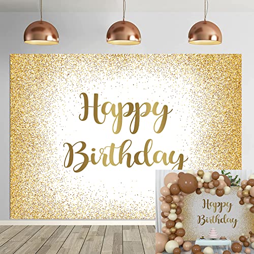 Oro Buon Compleanno Sfondo 7X5Ft Adulti Donne Uomini Compleanno Foto Fotografia Backgroud Golden Spot Glitter Bokeh Dolce Festa Di Compleanno Decorazi