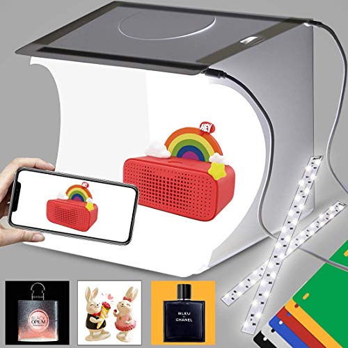 Tenda Foto Studio Mini Studio Fotografico, Pieghevoli Scatola Luminosa Con 2X20 Led Luci E 6 Colori Di Sfondo, Light Box Per Foto