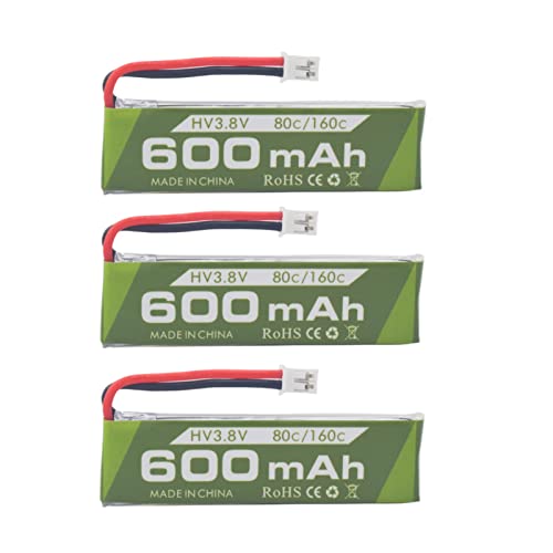 Zygy 3Pcs 1S 3.8V 80C 600Mah Batteria Agli Ioni Di Litio Con Connettore Jst-Ph 2.0 Spina Per Cinewhoop Tinyhawk Micro Fpv Racing Drones Rc Aircraft Ba