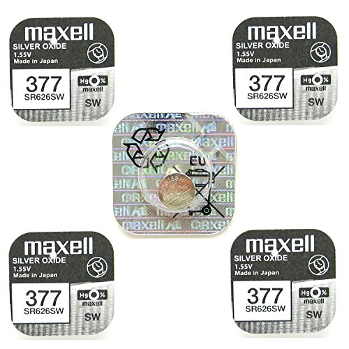 Maxell 377 Batterie Silberoxide 1,55 V, 5 X Confezione Singola