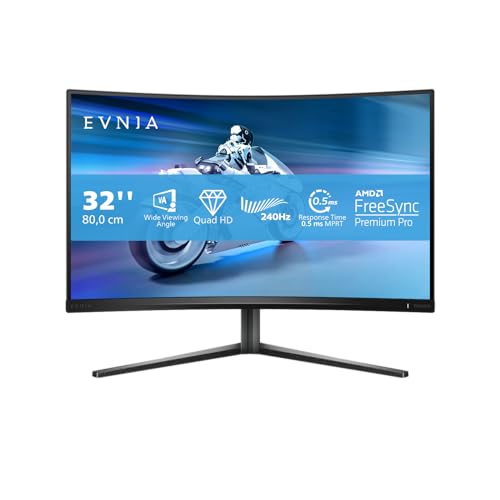 Philips Evnia 32M2C5500W - Curved Gaming Monitor Qhd Da 32 Pollici, 0,5 Ms Mprt, 240 Hz, Freesync Prem. Pro., Hdr400 (2560X1440, Hdmi, Displayport, Us
