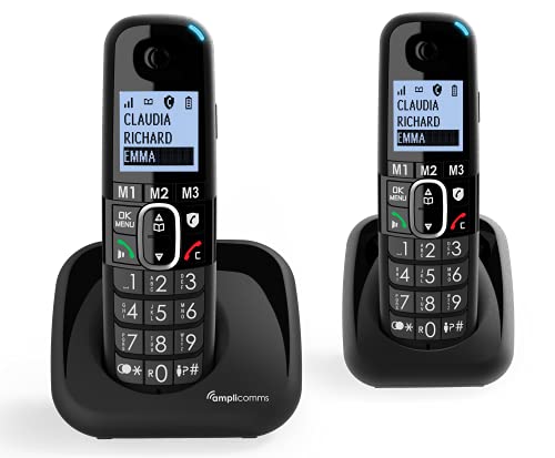 Delta Italia 2 Telefoni Cordless Twin Duo Amplificato X Anziani Suoneria Forte 90 Db Volume 35 Db Pulsante Boost Vivavoce Call Blocker Programmabile B