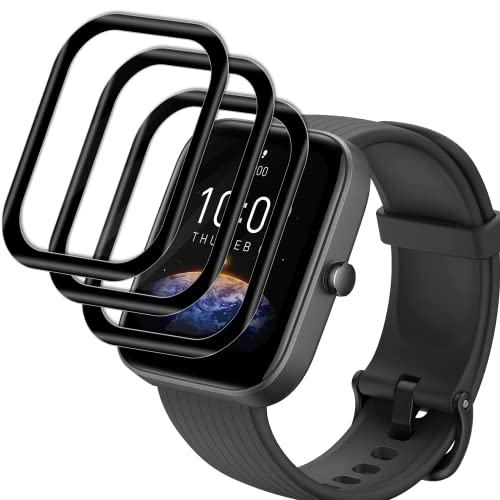 Vuciya 【3 Pezzi】Pellicola Protettiva Per Amazfit Bip 3 /Amazfit Bip 3 Pro,3D Curva Copertura Completa Con Scala,Applicazione Facile,Tocco Sensibile,An