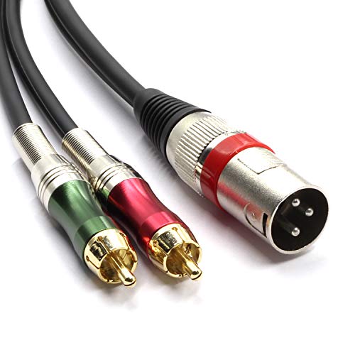 Sirear Cavo Xlr Maschio Di Alta Qualità A 2 X Cavo Adattatore Patch Rca Y Spinotto, 1 Connettore Da 3 Pin A Doppio Connettore Rca Stereo (1,5 Metri)