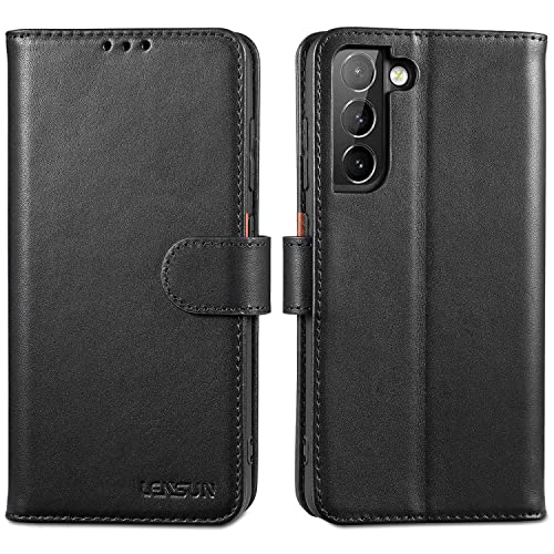 Lensun Cover Per Samsung Galaxy S21 Fe 5G, Custodia In Vera Pelle Antiurto [Rfid Blocking] Libro Con Portafoglio Chiusura Magnetico Flip Custodie Cuoi