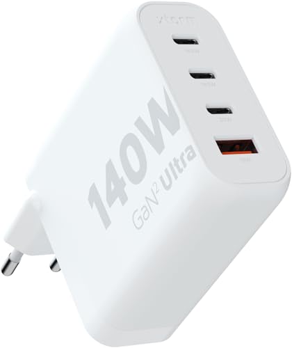 Xtorm Gan2-Ultra - Caricatore Domestico 140 W, 4 Porte, Tecnologia Gan, Power Delivery & Quick Charge, Caricatore Multiporta, Abs Riciclato, Compatibi