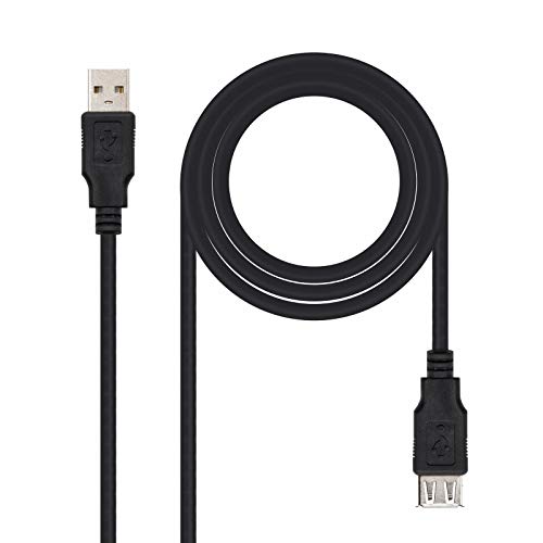 Nanocable 10.01.0204-Bk - Cavo Prolunga Usb 2.0, Tipo A/M-A/F, Maschio-Femmina, Nero, 3 Ms
