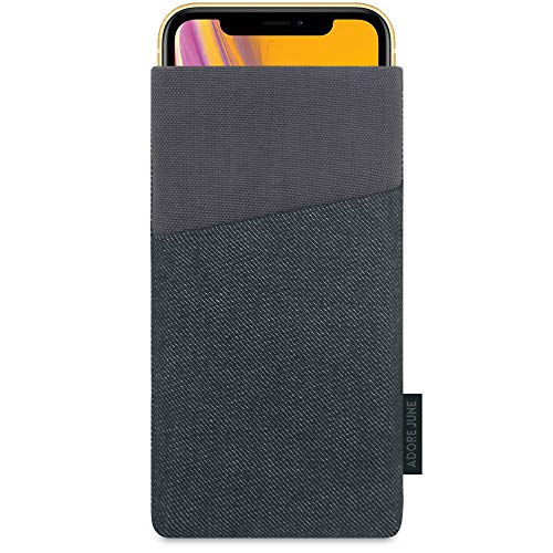 Adore June Clive Custodia Compatibile Con Iphone Xr, Borsa Tessuto Con Tasca Extra E Display Di Pulizia Effetto, Nero/Grigio