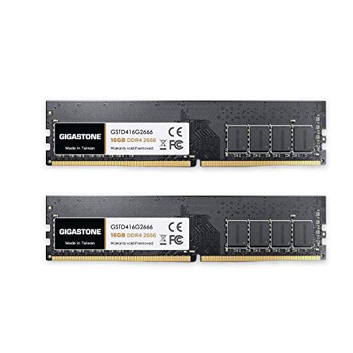 [Ram Ddr4] Gigastone Desktop Ram 32Gb (2X16Gb) Ddr4 32Gb Ddr4-2666Mhz Pc4-21300 Unbuffered Non-Ecc 1.2 V Cl19 Udimm Ram Di Memoria 288 Pin Per Desktop