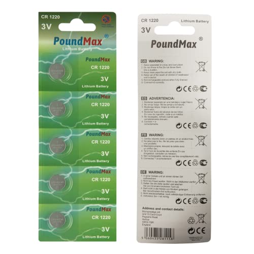 Poundmax 1220 Cr1220 5 Batterie Al Litio 3V