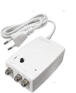 Amplificatore Antenna Tv Da Interno Alimentatore Switching Di Linea 2 Out 20Db