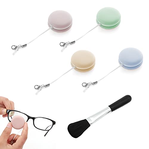 4 Pezzi Di Macaroni Color Screen Wipe, Mobile Phone, Eyeglasses, Camera Lens Wipe And 1 Pezzo Of Cleaning Brush, Succulents Dust Brush, Mobile Phone A