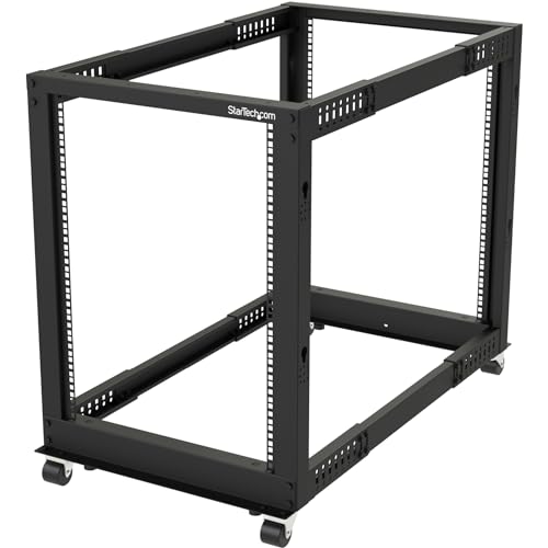 Startech.Com Server Rack 15U 19" A 4 Montanti A Telaio Aperto - Armadio Rack Di Rete Con Ruote, Piedini Di Livellamento/Montaggio A Pavimento, Rack Da