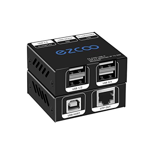 Usb Extender 165Ft 4-Port Usb 2.0 Hub From Ethernet Cat5E Cat6 - Usb Rj45 Lan Estensore Usb Extension, Two Webcams Work Synchronously, Support Windows