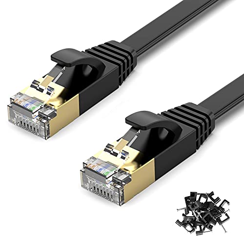 Tbmax Cavo Ethernet 10M Cat 7 - Cavo Ethernet Alta Velocità 10 Gbps 600 Mhz Cavo Di Rete, Stp Lan Gigabit Cavi Internet Rj45 Piatto Compatible Con Ps5