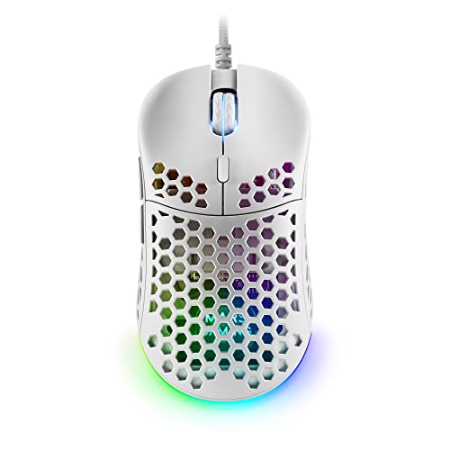 Marsgaming Mm55W Bianco, Rgb Chroma Gaming Mouse, Ultraleggero 55G, 12800 Dpi, Switches Meccanici Huano