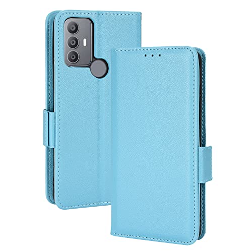 Weiou Leather Folio Cover Per Tcl 30 Se/Tcl 306/Tcl 305 Case, Custodia In Pelle Pu Magnetica Libro Flip Portafoglio Bumper Con [Funzione Stand]. Azzur