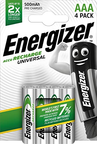 Energizer Batterie Ricaricabili Enr Universal Nh12 Aaa 500 Bp4 Precar Br, Argento, Micro Lr03 (E301375700)