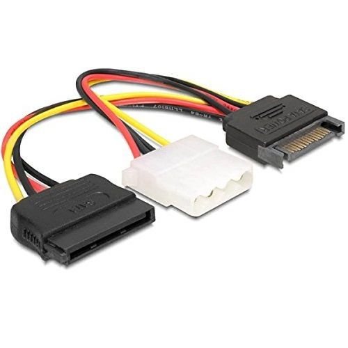Cablepelado Cavo Di Alimentazione Sata Maschio - Sata Femmina E Molex 4 Pin Femmina | Sata 15Pm A Sata 15Pm E Molex 4Pm | 18Awg | Adatto Per Hdd, Ssd,