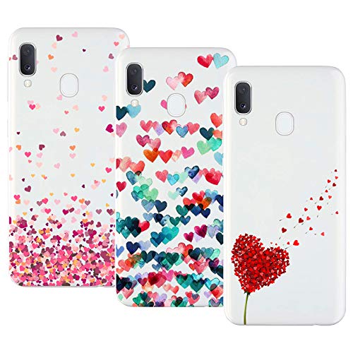 Young Ming Cover Compatibile With Samsung Galaxy A20E, 3 Pack Morbido Trasparente Silicone Custodie Protettivo Tpu Gel Case, Amore