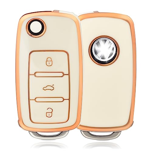Offcurve Custodia Chiavi Auto Guscio Chiave, Cover Chiave Copri Chiavi Telecomando 3 Tasti Adatto Per Vw Volkswagen Polo Golf 4/5/6 Multivan T5 Caddy
