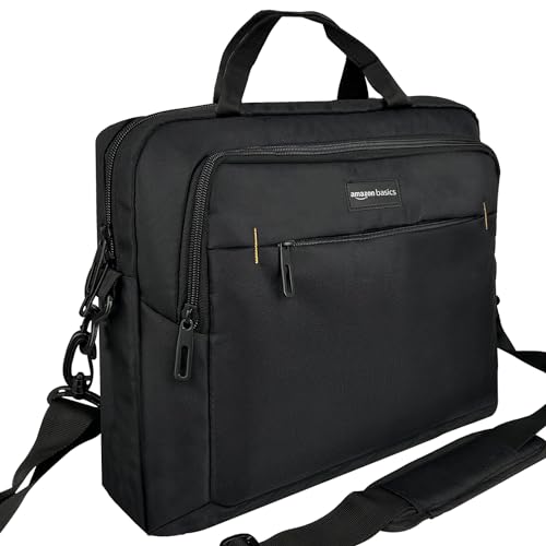 Amazon Basics - Borsa Compatta Per Computer Portatile Con Tasche Per Accessori (15,6 Pollici, 40 Cm), Nero, Confezione Da 1