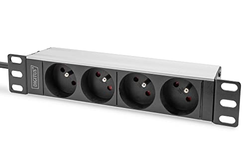 Digitus Ciabatta Elettrica A 4 Prese - 1U - 10 Pollici (254 Mm) - Versione Francese - Montaggio A Rack In Armadio Di Rete - Argento/Nero