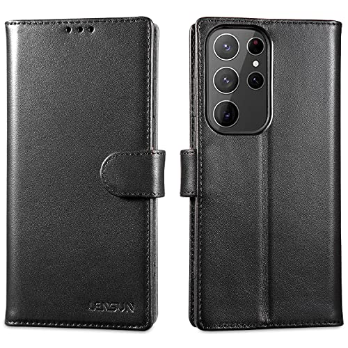 Lensun Custodia Per Samsung Galaxy S23 Ultra, Cover In Vera Pelle [Supporto Stand] Libro Con Portafoglio Chiusura Magnetico Flip Custodie Cuoio Per Te