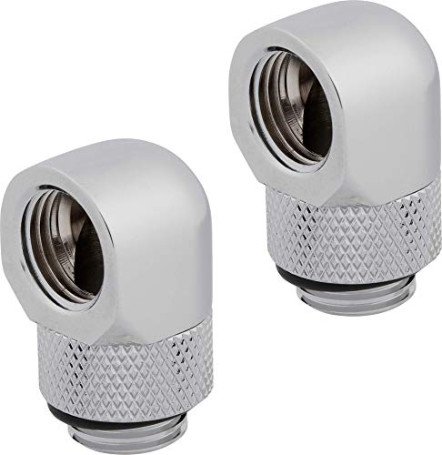 Corsair Hydro X Serie, Adattatore Rotary 90° Confezione Doppia (Filettature Bspp G1/4” Standard, Meccanismo Di Rotazione A Tenuta, Finitura Alta Quali