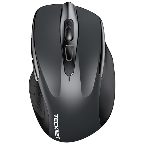Tecknet Mouse Bluetooth Ricaricabile, Multi-Dispositivo Mouse Wireless Silenzioso (Tri-Mode: Bt 5.0/3.0 + 2.4G), 4800 Dpi Mouse Ergonomico Portatile P