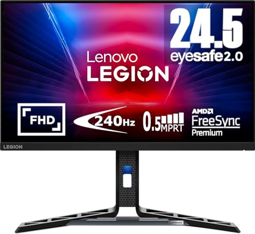 Lenovo Legion R25F-30 Gaming Monitor - Display 24.5 Pollici Fullhd Wled 1920 X 1080, Va, Bordi Ultrasottili, Amd Freesync, 0.5Ms, 240Hz, Cavo Hdmi - R
