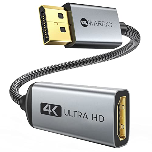 Warrky Adattatore Display Port A Hdmi 4K, (2K 60Hz, 1080P 120Hz) - Nylon Intrecciato, Custo In Alluminio - Convertitore Displayport Maschio To Hdmi Fe