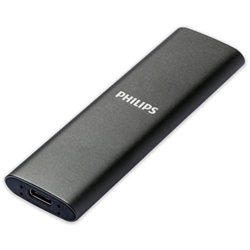 Philips External Portable Ssd 2Tb - Ultra Slim Sata Ultra Speed Usb-C, Velocità Di Lettura Fino A 550 Mb/S, Alluminio