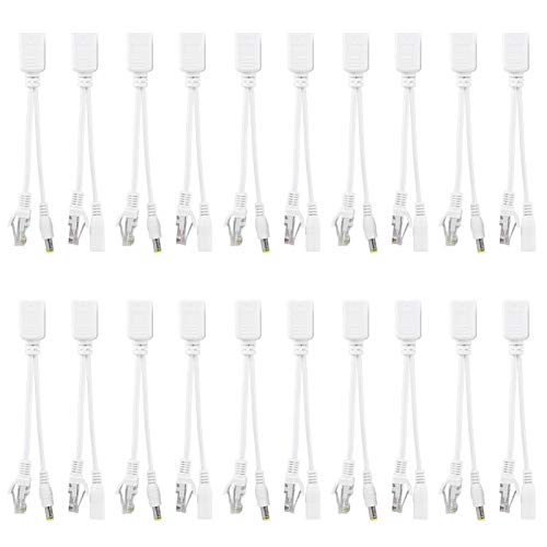Iniettore Poe,Adattatore Ethernet Wireless,Adattatore Poe Iniettore Splitter, 10 Paia Ip Camera Poe Rj45 Cavo Adattatore Power Over Ethernet Iniettore