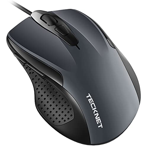Tecknet Pro Mouse Con Filo, 6400 Dpi Mouse Ottico Cablato, 6 Pulsanti, Cavo Usb 1.5M, Plug And Play, Mouse Ergonomico Con Filo Per Pc, Computer, Lapto
