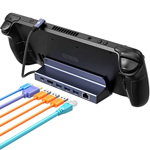 Novoo Docking Station Compatibile Con Steam Deck, Dock Steam Deck 6-In-1 Con Hdmi 2.0 4K@60Hz, 1 Gbps Rj45 Ethernet, 3 Porte 5Gbps Usb-A 3.0, 100W Pd