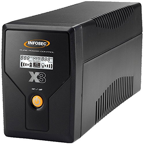 Infosec X3 Ex - Gruppo Di Continuità 650 Va, 2 Prese Schuko-Fr Rj11-45 Lcd Usb, Colore: Nero