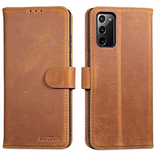 Lensun Cover Per Samsung Galaxy Note 20 Ultra, Custodia In Vera Pelle [Rfid Blocking] Libro Portafoglio Chiusura Magnetico Flip Custodie Cuoio Per Gal