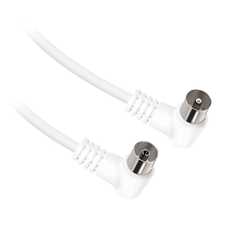 Ekon Cavo Antenna Tv, Connettori A 90°, 3 Metri, Adattatore Maschio Maschio Incluso, Cavo Antenna, Maschio Femmina, 75 Db, Per Tv, Smart Tv, Decoder,