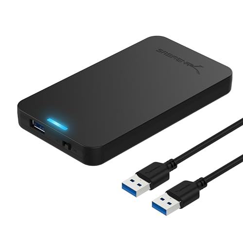 Sabrent Case Ssd/Hdd Hard Disk Esterno Da Sata 2.5 Pollici A Usb 3.2 Gen 1, Custodia Per Disco Rigido Esterno, Adattatore Per Disco Rigido Da 7Mm/9,5