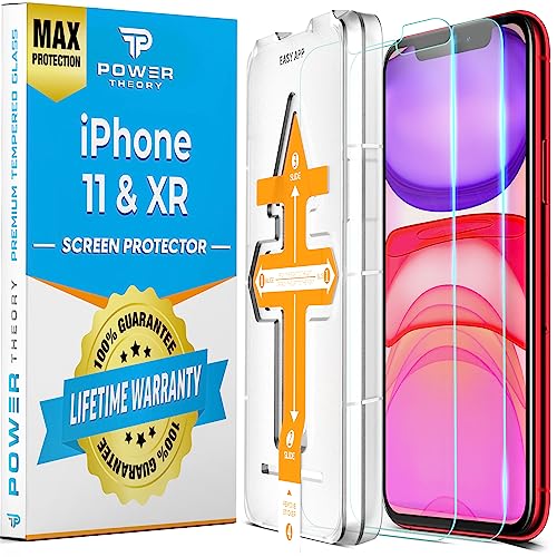 Power Theory Vetro Temperato Iphone 11 & Iphone Xr [2 Pezzi] - Pellicola Protettiva Di Qualità Superiore Con Kit Di Facile Installazione, Vetrino Per 