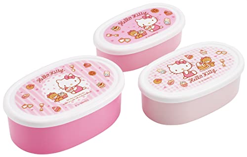 Skater Srs3Sag-A Hello Kitty Lunch Box, Dolci, Sanrio, 28.9 Fl Oz (860 Ml), Set Di 3, Contenitori Di Conservazione, Ragazze, Made In Japan