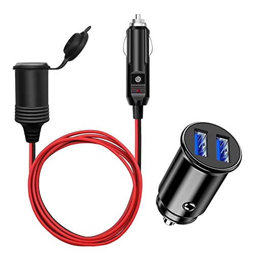 1.5M 12V/24V Prolunga Per Accendisigari Auto 17 Awg Cavo Di Prolunga Adattatore Presa, 12V Mini Dual Usb Accendisigari Caricabatteria Da Auto