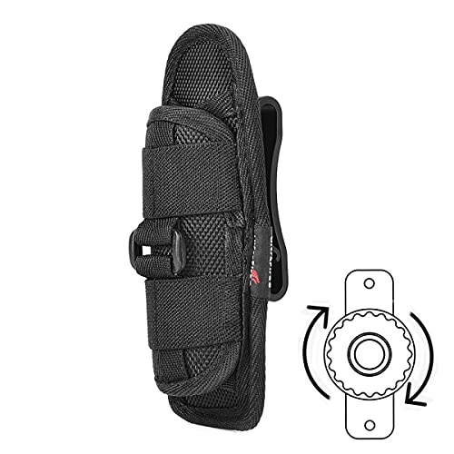 Ultrafire Elastica Di Nylon Della Torcia Elettrica Pouch Holster Con 360 Gradi Di Cintura Clip Nero