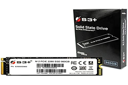 S3+ Ssd Nvme M.2 2280 960 Gb Pcie Gen. 3X4 | Disco Allo Stato Solido Interno Per Pc Ad Alte Prestazioni | Velocità Di Lettura Fino A 2100 Mb/S | Inter