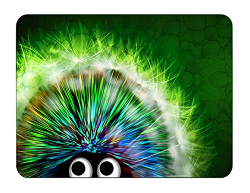 Silent Monsters Tappetino Mouse, Taglia S (240 X 200 Mm) Piccolo, Disegno Riccio Verde Con Bordo Cucito, Per Ufficio Mouse E Gaming Mouse