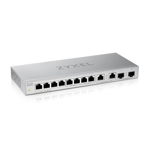 Zyxel Interruttore Non Gestito Multi-Gig A 12 Porte Con 2 Porte Da 2,5 Gb E 2 Porte Da 10 Gb Sfp+ Da Tavolo E A Parete, Garanzia Di 5 Anni [Xgs1010-12